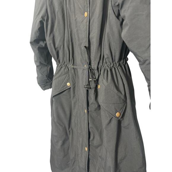 Vintage L.L. Bean Goose Down Puffer Trench Coat Black Size Large - Picture 3 of 8